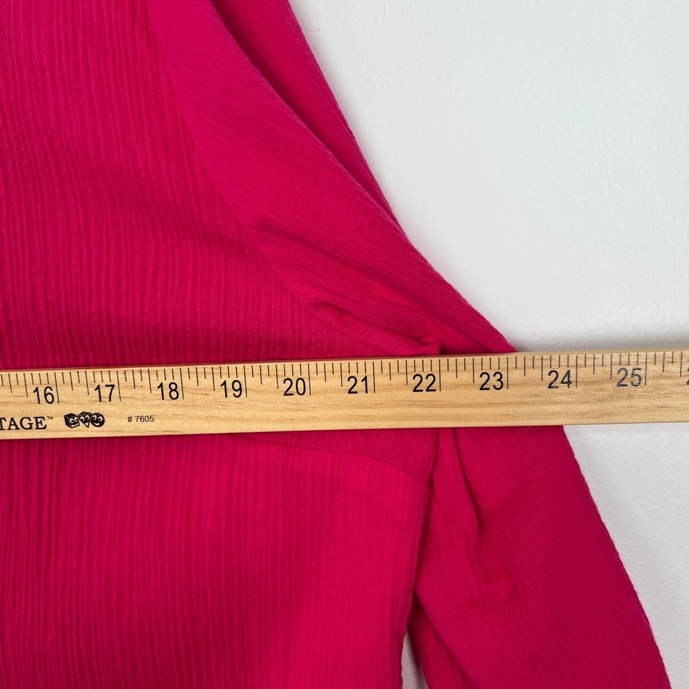 Soft Surroundings Magenta Pink Cotton Crinkle Tunic Ruffle Sleeve Top L 2FW37 - Picture 6 of 9